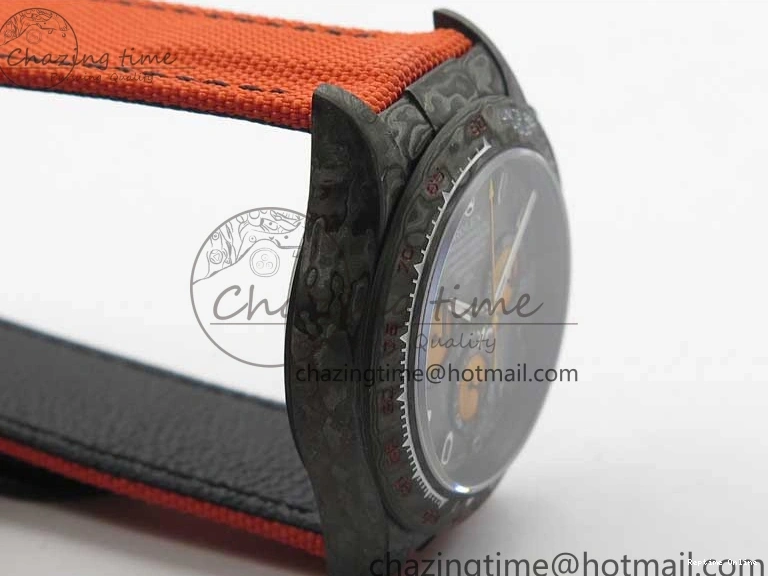 0503 AllSeason Daytona DIW Carbon OMF Best Edition Carbon Orange Dial on Orange Nylon Strap A 2845